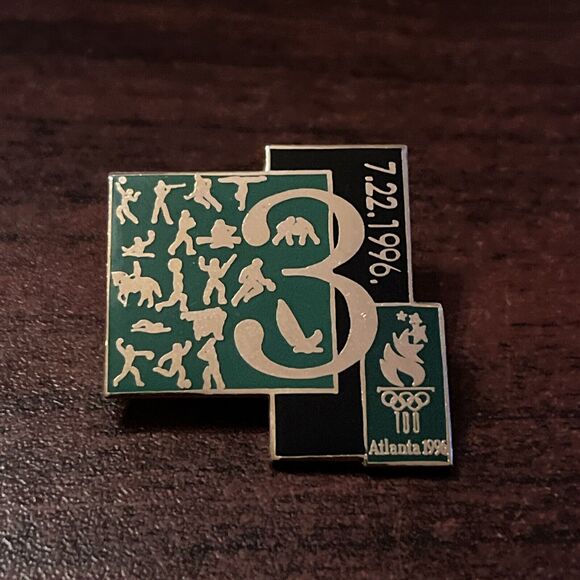 Vintage 1996 Atlanta Olympics‎ Day 3 Of The Games July 22nd Lapel Hat Pin - Picture 1 of 3
